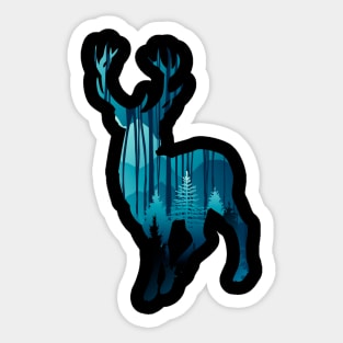 Blue Forest Deer Sticker